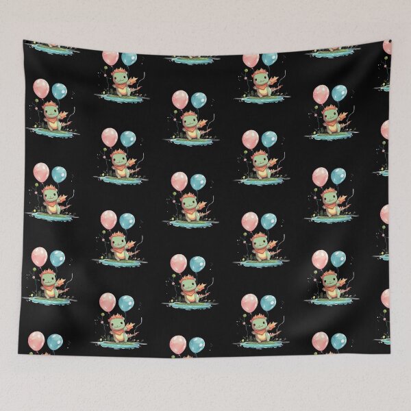 Item preview, Cute Axolotl Kawaii with ballons designed and sold by ArtFromBeyond.