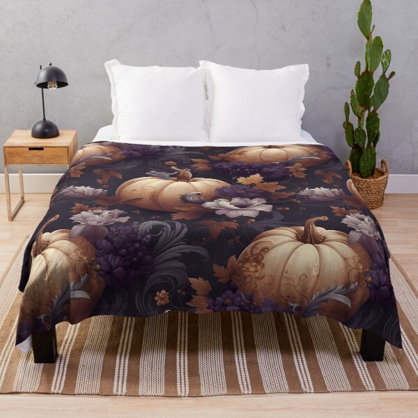 Item preview, Vintage Style Autumn Pumpkins in Dark Purple and Orange designed and sold by coreexpressions.