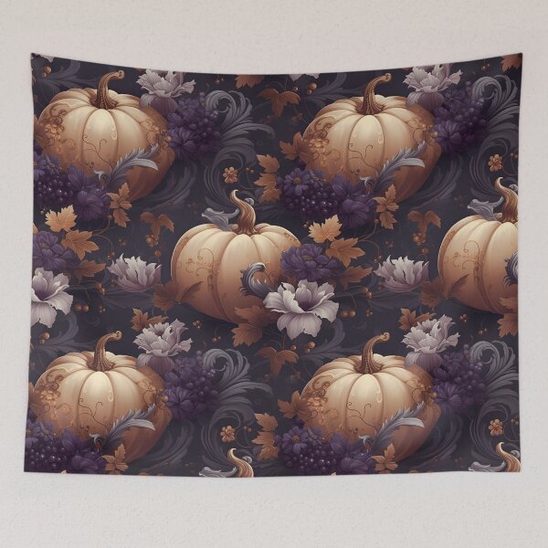 Item preview, Vintage Style Autumn Pumpkins in Dark Purple and Orange designed and sold by coreexpressions.