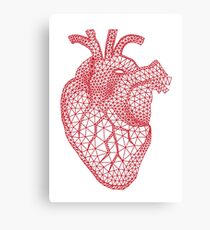 red human heart with geometric mesh pattern Canvas Print