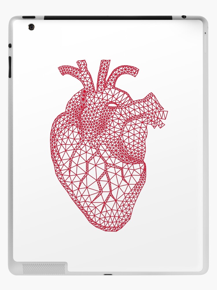 red human heart with geometric mesh pattern Art Print for Sale by beakraus