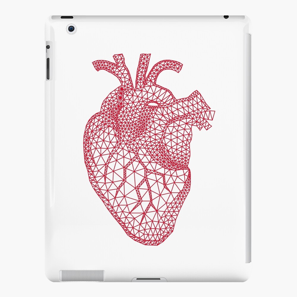 abstract red human heart with geometric mesh pattern Stock Photo