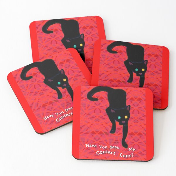 Item preview, Have you Seen My Contact Lens Black Cat on Red designed and sold by IvaRenee.