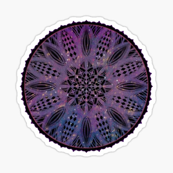 Mandala Etching 2.4.23 Purple Watercolor Stars Sticker