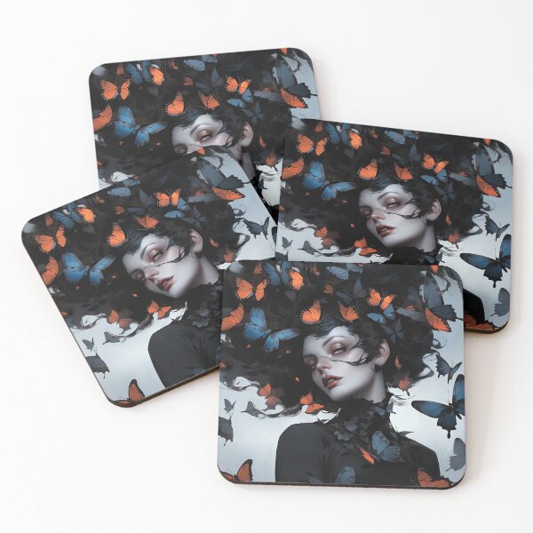 Item preview, Abstract Woman Hair Filled with Butterflies designed and sold by bubblegoth.