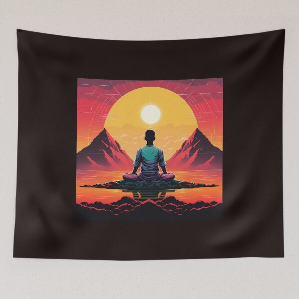 Item preview, Ancient Mind, Futuristic Spirit: Elevate Your Style with Retro Meditation Tees designed and sold by Klyngzo1916.