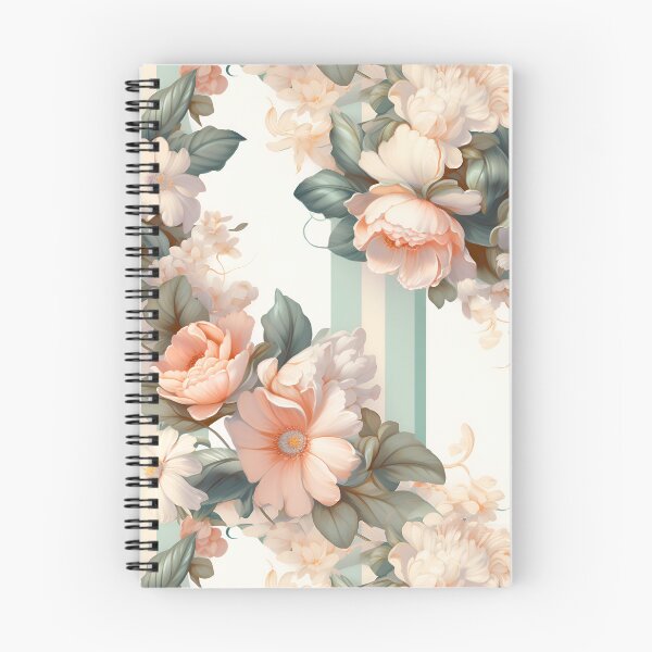 Aperçu de l'œuvre Motif floral de style vintage en vert menthe et pêche créée et vendue par coreexpressions.