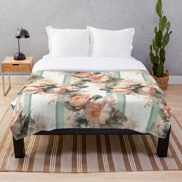Artikelvorschau, Blumenmuster im Vintage-Stil in Mintgrün und Pfirsich entworfen und verkauft von coreexpressions.