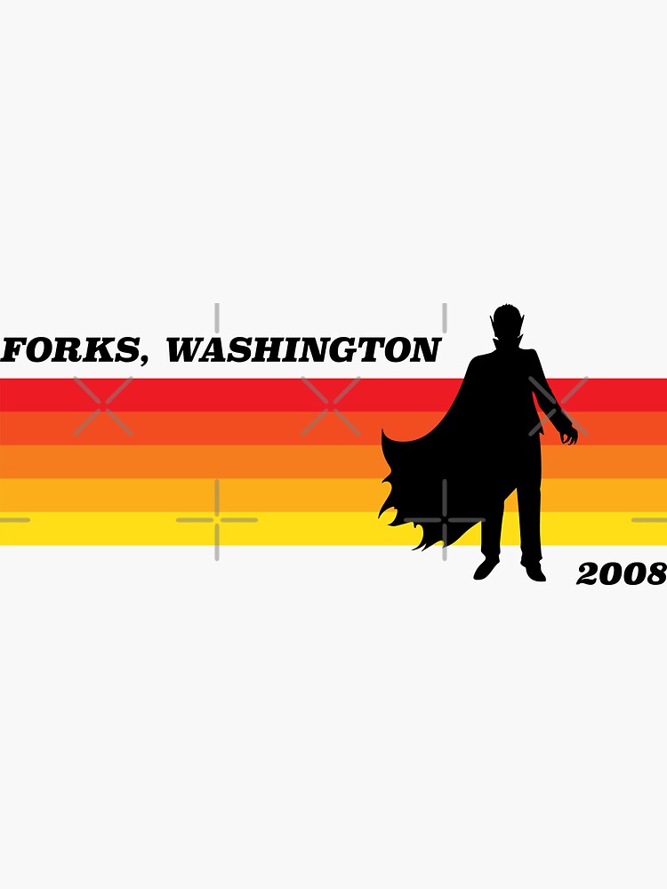 "Forks Washington Retro Style with Vampire" Sticker for Sale by 90s