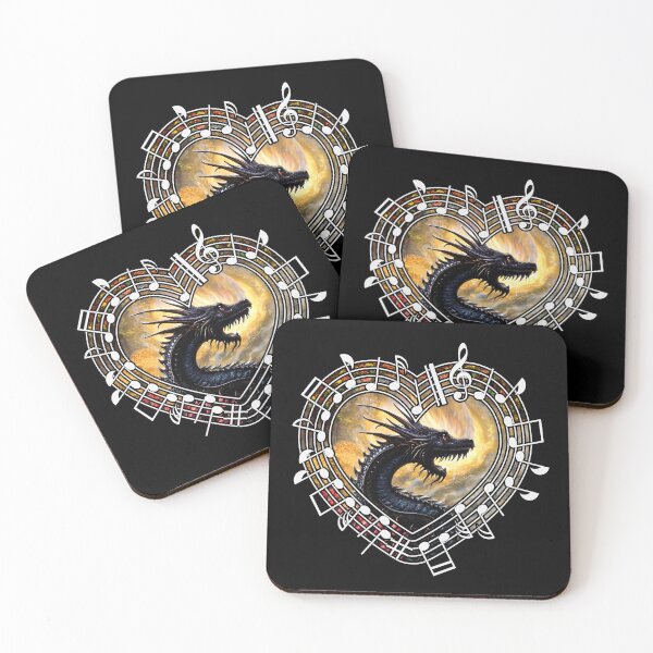 Item preview, Black dragon in a musical heart designed and sold by Artbellachi.