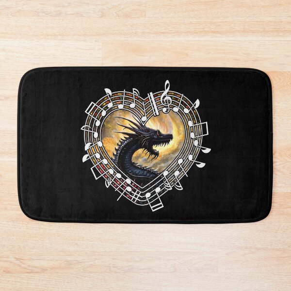 Item preview, Black dragon in a musical heart designed and sold by Artbellachi.