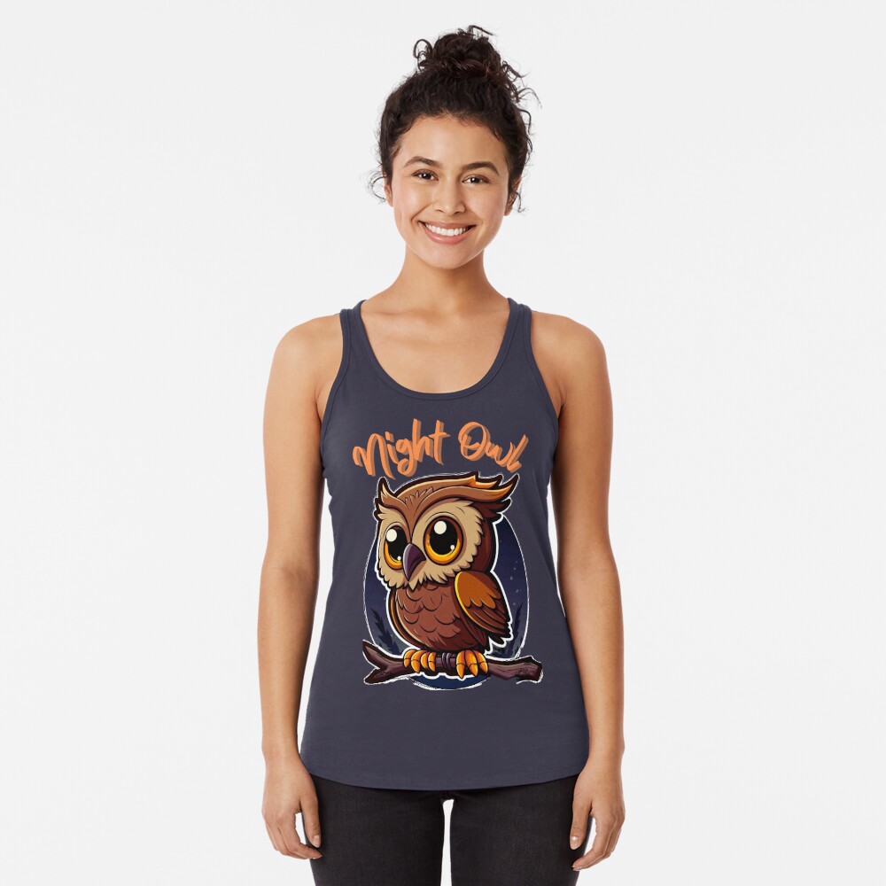 Night Owls - Multicolor on Black Women's Muscle Tank Top - Curbside Clothing
