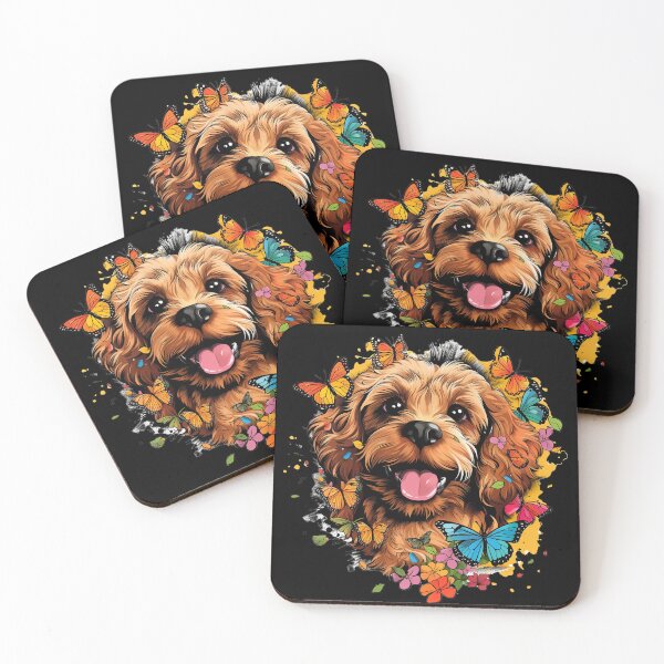 Aperçu de l'œuvre Cavoodle Cutie avec des papillons créée et vendue par Devilscrib Design.