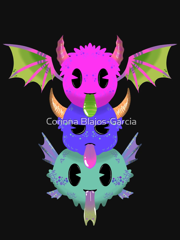Thumbnail 4 of 4, V-Neck T-Shirt, Monster Stack designed and sold by Corinna Blajos-Garcia.
