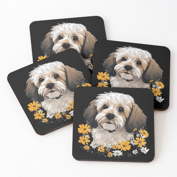 Item preview, Cavoodle with Daisy Flowers designed and sold by Devilscrib Design.