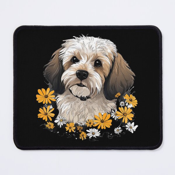 Item preview, Cavoodle with Daisy Flowers designed and sold by Devilscrib Design.