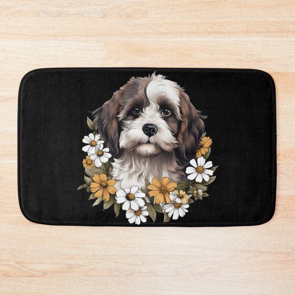 Item preview, Cute Cavoodle with Daisy Flowers designed and sold by Devilscrib Design.