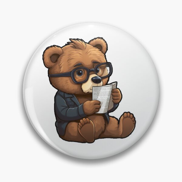 Item preview, Bear reading paper (white background) designed and sold by Tabuku.