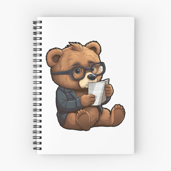 Item preview, Bear reading paper (white background) designed and sold by Tabuku.