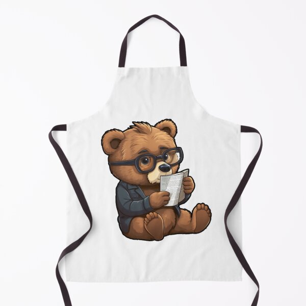 Item preview, Bear reading paper (white background) designed and sold by Tabuku.