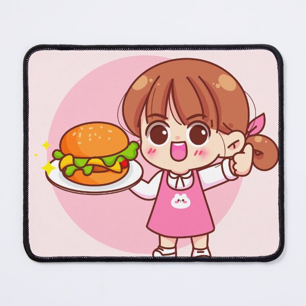 Item preview, Cute Girl Holding Burger - Fast Food Logo designed and sold by hjian8219.