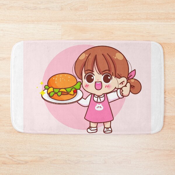 Item preview, Cute Girl Holding Burger - Fast Food Logo designed and sold by hjian8219.