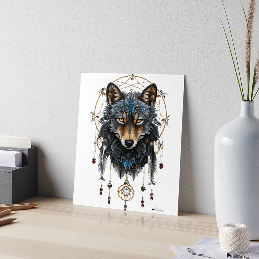 Guardian Spirits - Wolf Dreamcatcher #7 Art Board Print for Sale by  InkAIble Art