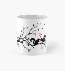 squirrels on tree branch with red hearts Mug