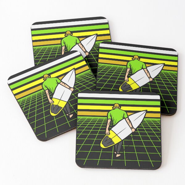 Item preview, Retro Surfing, Colorful Vintage Surfer Surfboard Digital Grid designed and sold by OceanIconic.