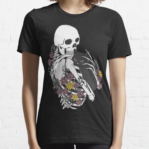 Item preview, Skeleton Hugging Cat, Flowers Skeleton, Black Cat Pullover  designed and sold by JimmyLMancuso.
