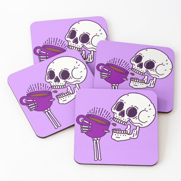 Item preview, halloween coffee drinking skull skeleton purple designed and sold by Gossip Rag.