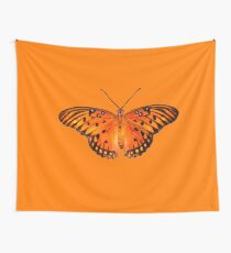 Gulf fritillary butterfly on orange background Tapestry