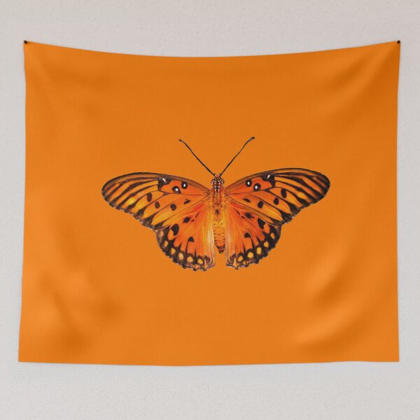 Item preview, Gulf fritillary butterfly on orange background designed and sold by Zina Stromberg.