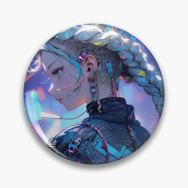 Item preview, Colorful Braid Cyberpunk Anime Girl designed and sold by bubblegoth.