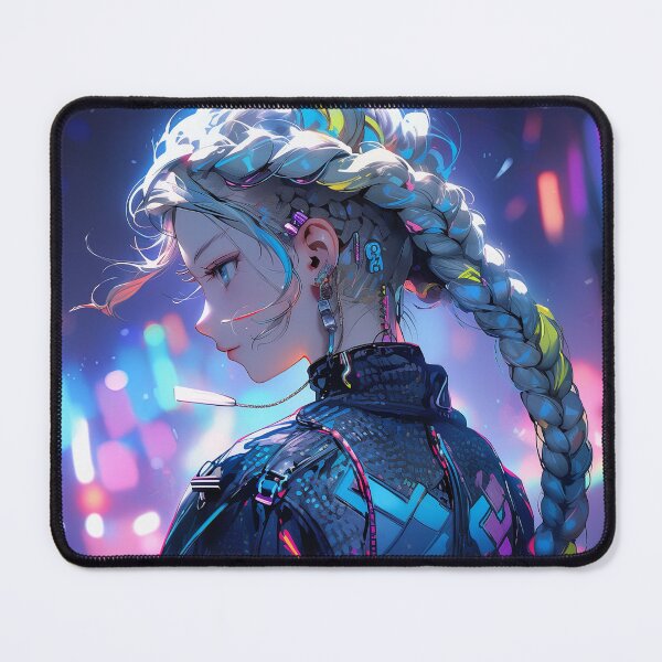 Item preview, Colorful Braid Cyberpunk Anime Girl designed and sold by bubblegoth.