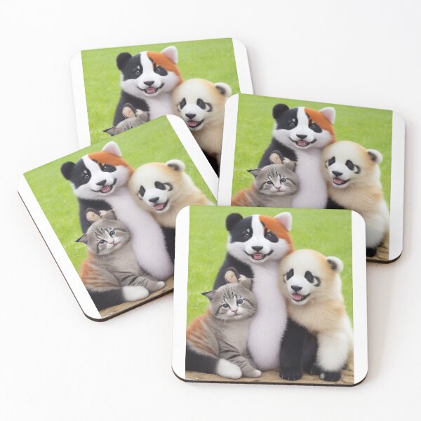 Item preview, "Cute Animal Friends Poses: A Playful and Adorable Themed Design" designed and sold by CyberCollective.