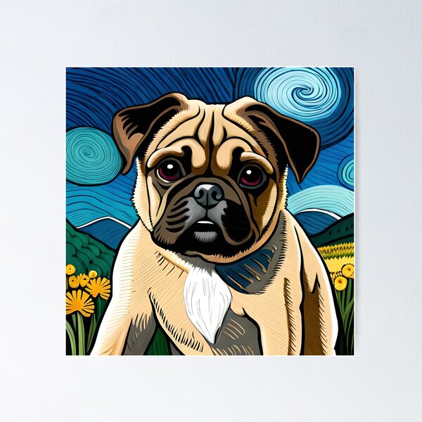 Item preview, Dog Pug Life Love Art style  designed and sold by abundancevibes.