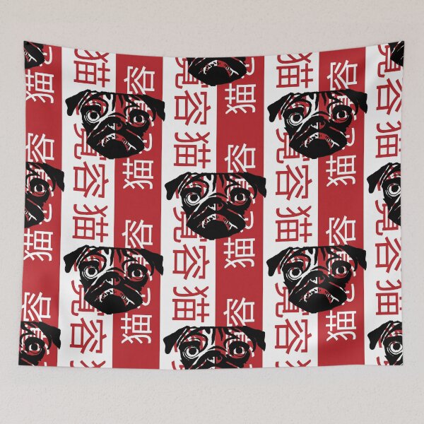 Item preview, Paws of Acceptance - Street Art Pug Embracing Cats (猫を寛容) designed and sold by pelagio.