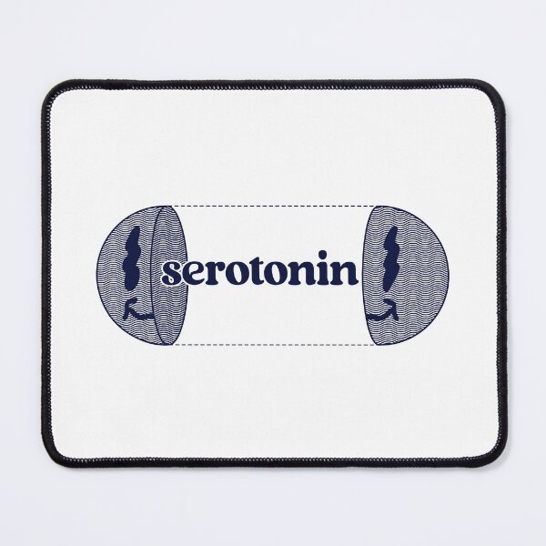 Item preview, Serotonin happy face (deep navy over white background) designed and sold by justwaterthanks.