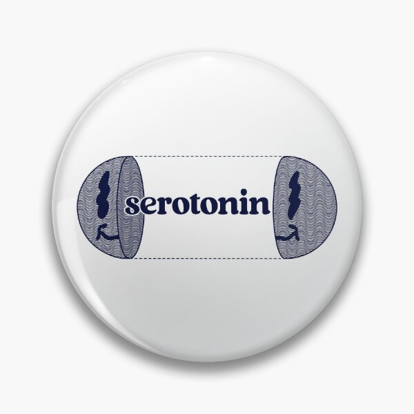 Item preview, Serotonin happy face (deep navy over white background) designed and sold by justwaterthanks.