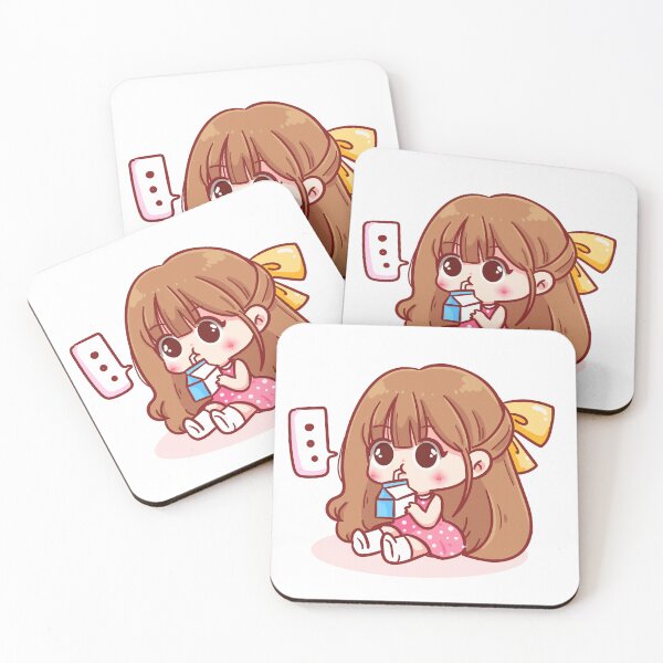 Item preview, Cute Girl Enjoying Milk - Cartoon Character Illustration designed and sold by hjian8219.