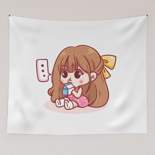 Item preview, Cute Girl Enjoying Milk - Cartoon Character Illustration designed and sold by hjian8219.