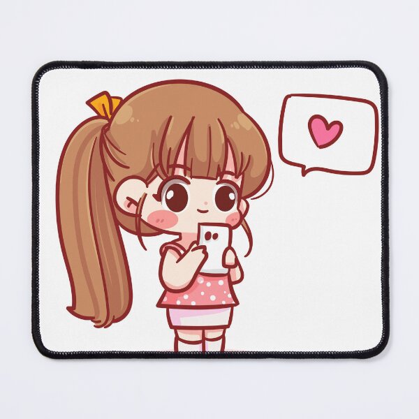 Item preview, Cute Girl Holding Smartphone with Speech Bubble - Hand-Drawn Cartoon Character Illustration designed and sold by hjian8219.