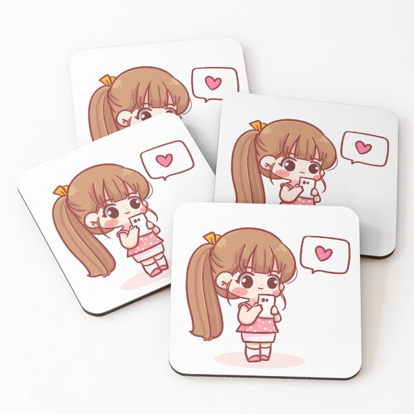 Item preview, Cute Girl Holding Smartphone with Speech Bubble - Hand-Drawn Cartoon Character Illustration designed and sold by hjian8219.