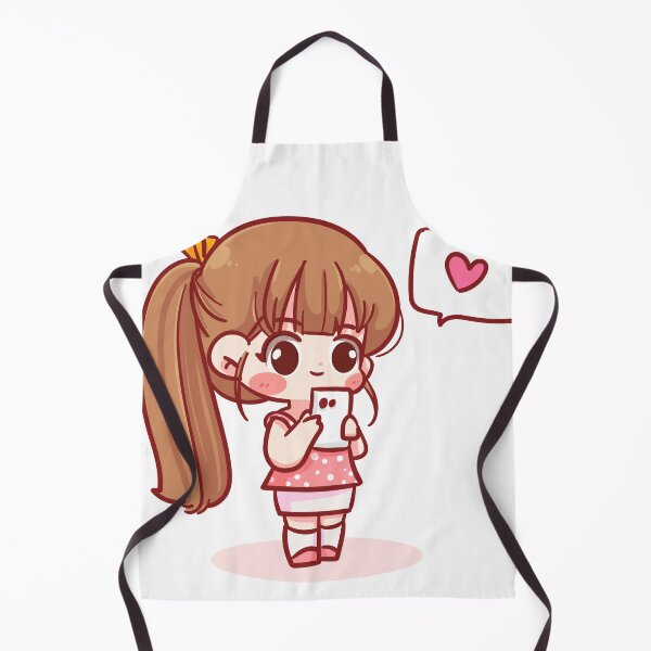 Item preview, Cute Girl Holding Smartphone with Speech Bubble - Hand-Drawn Cartoon Character Illustration designed and sold by hjian8219.
