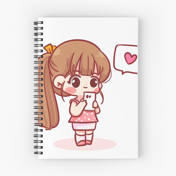 Item preview, Cute Girl Holding Smartphone with Speech Bubble - Hand-Drawn Cartoon Character Illustration designed and sold by hjian8219.