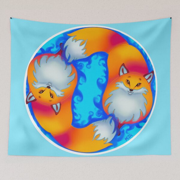 Item preview, Double Fox Wave on Light Blue designed and sold by RJKpoyp.