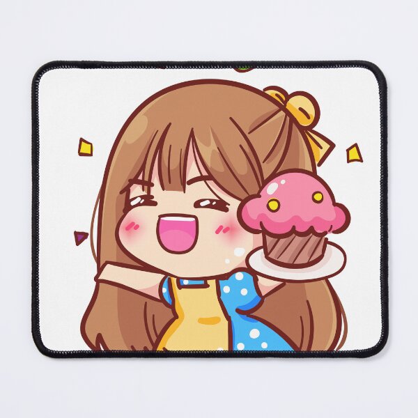 Item preview, Cheerful Girl Holding a Cupcake - Cute Baker Bakery Cartoon Character Illustration designed and sold by hjian8219.