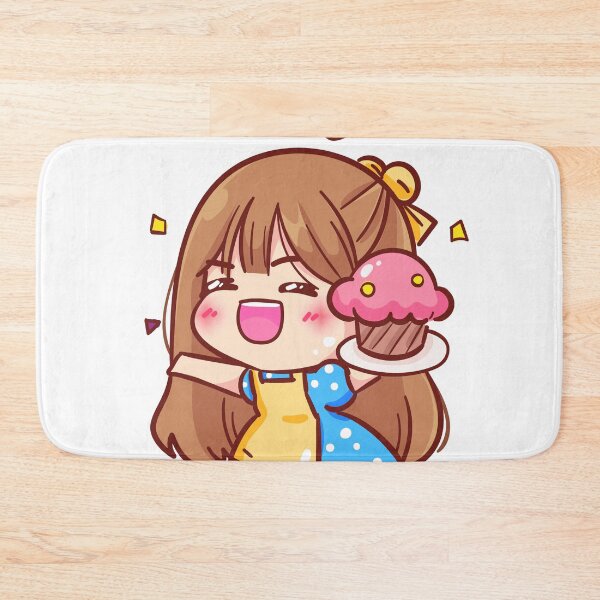 Item preview, Cheerful Girl Holding a Cupcake - Cute Baker Bakery Cartoon Character Illustration designed and sold by hjian8219.