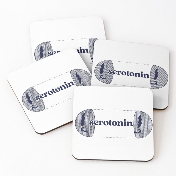 Item preview, Serotonin happy face (deep navy over white background) designed and sold by justwaterthanks.